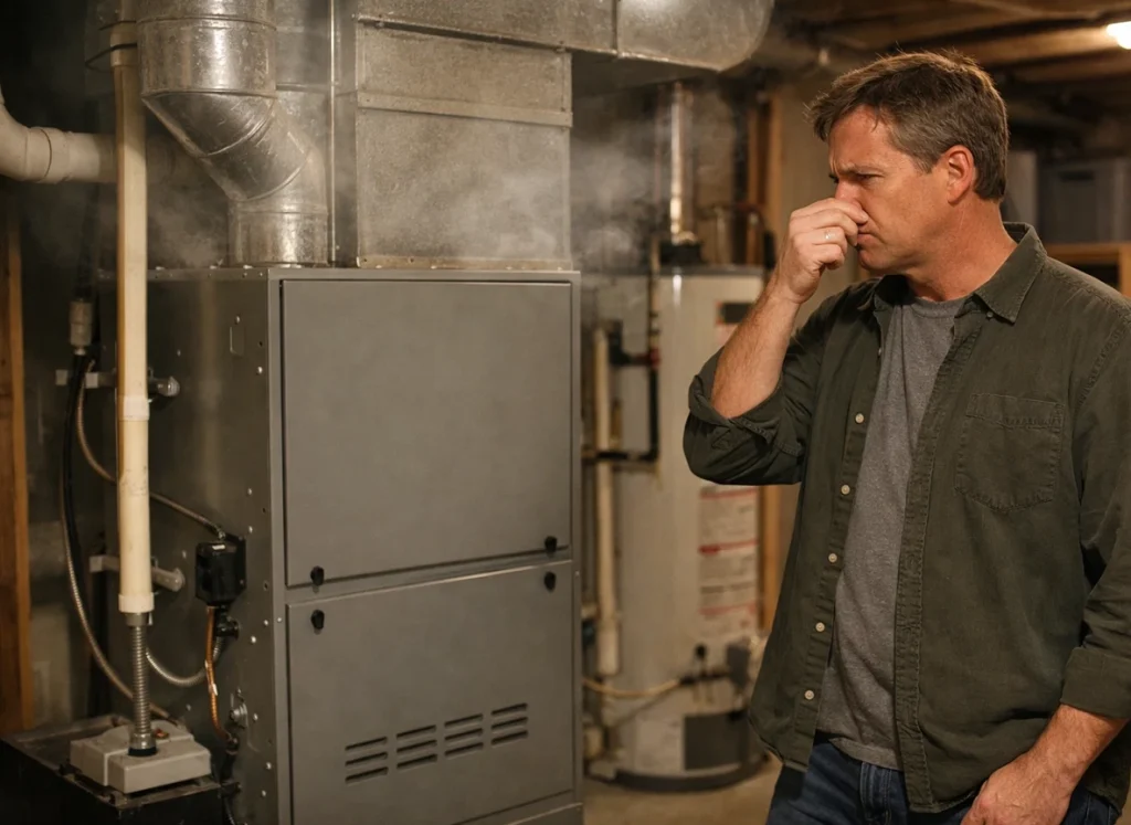 Homeowner concerned about unusual odor coming from furnace