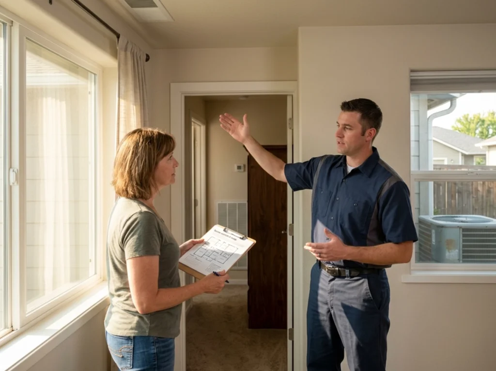 Yakima homeowner mapping uneven cooling before a late-season AC replacement