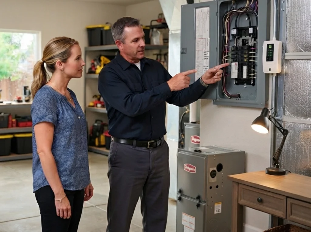 Yakima homeowner reviewing whole-home surge protection after a summer storm